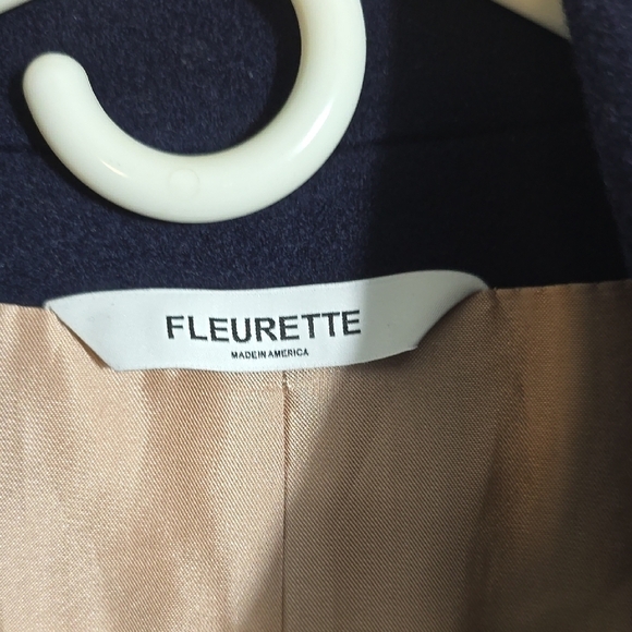 Classic Navy Wool Coat by Fleurette - Picture 3 of 7